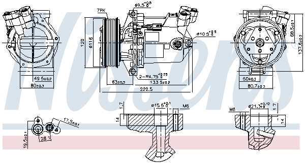 NISSENS Kompressor, klimaanlæg 890042 for NISSAN RENAULT DACIA