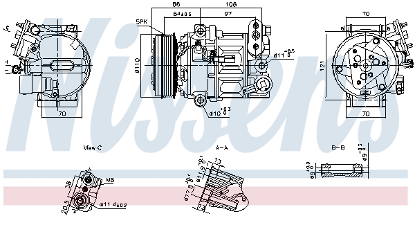 NISSENS Kompressor, klimaanlæg 890591 for MG VAUXHALL