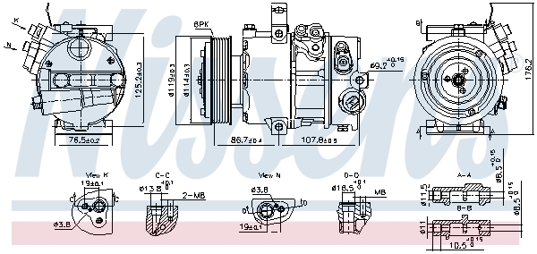 NISSENS Kompressor, klimaanlæg 890751 for KIA