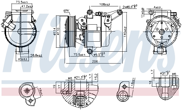 NISSENS Kompressor, klimaanlæg 890948 for MAZDA