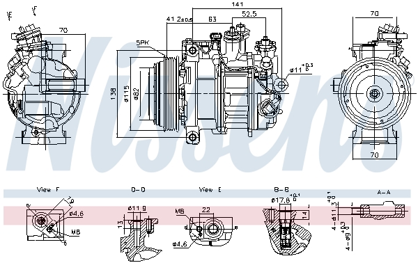 NISSENS Kompressor, klimaanlæg 890919 for MERCEDES-BENZ