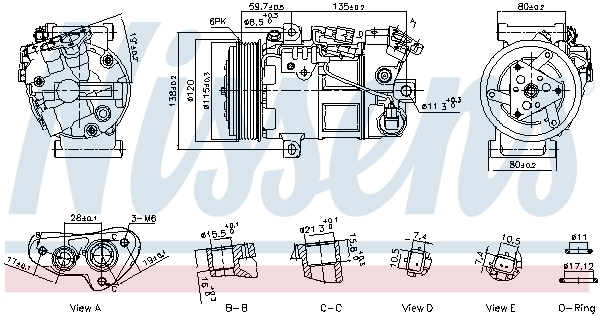 NISSENS Kompressor, klimaanlæg 891141 for NISSAN