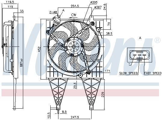 NISSENS Ventilator, motorkøling 85797 for VW