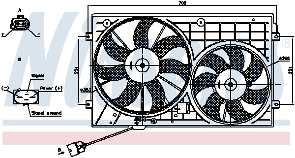 NISSENS Ventilator, motorkøling 85644 for VW
