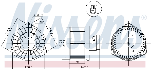 NISSENS Kabineblæser 87531 for MITSUBISHI