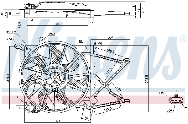 NISSENS Ventilator, motorkøling 85154 for VAUXHALL
