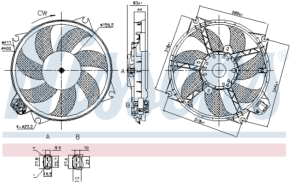NISSENS Ventilator, motorkøling 85989 for RENAULT