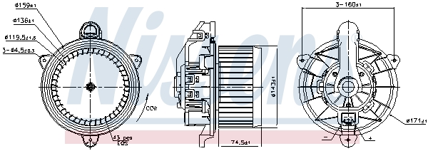 NISSENS Kabineblæser 87857 for FORD