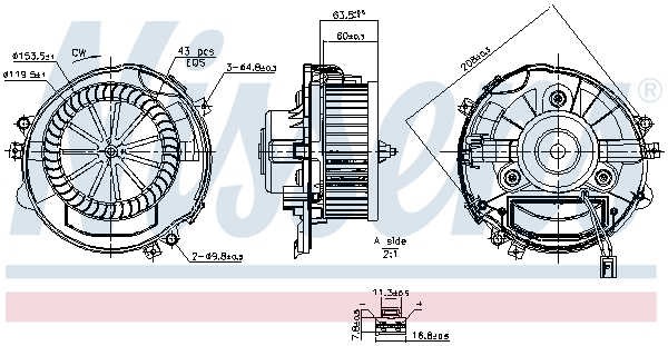 NISSENS Kabineblæser 87588 for SKODA