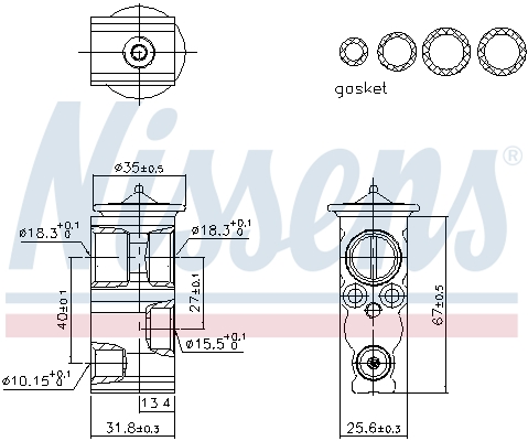 NISSENS Ekspansionsventil, klimaanlæg 999573 for MAZDA LEXUS