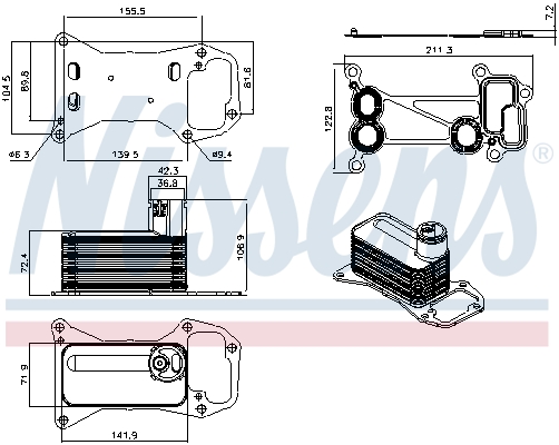 NISSENS Oliekøler, motorolie 91577 for BMW