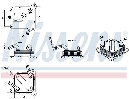NISSENS Oliekøler, automatisk gearkasse 91598 for NISSAN