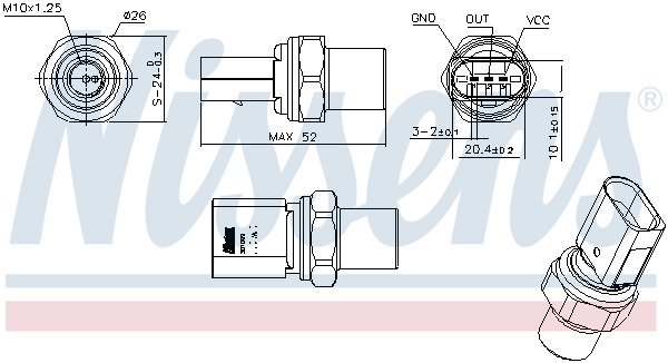 NISSENS Trykkontakt, klimaanlæg 301099 for VW SEAT