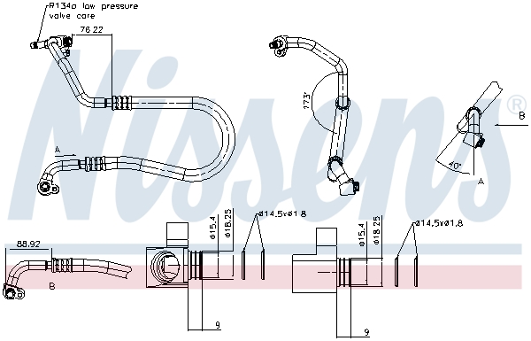 NISSENS Lavtryksslange, klimaanlæg 845392 for FORD FIAT