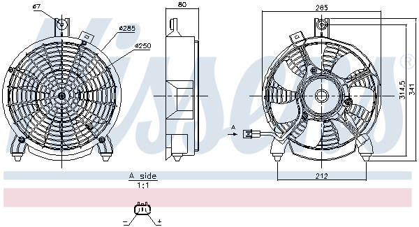 NISSENS Ventilator, motorkøling 850265 for MITSUBISHI