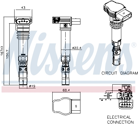 NISSENS Tændspole 966507 for VW AUDI