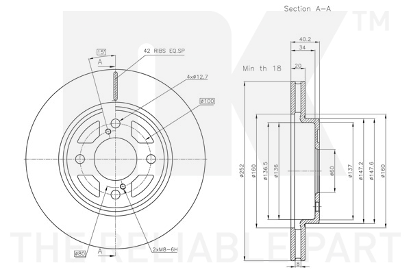 NK Bremseskive 315239 ventileret 252mm 20mm for SUZUKI