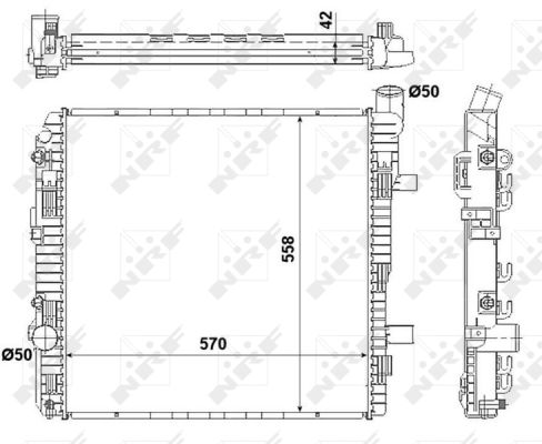 NRF Køler, motorkøling 53891 for MERCEDES-BENZ