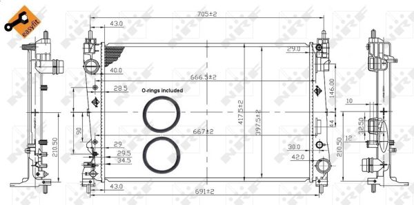 NRF Køler, motorkøling 53454 for VAUXHALL ABARTH FIAT