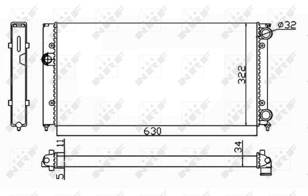 NRF Køler, motorkøling 54664 for VW
