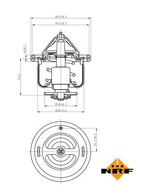 NRF Termostat, kølemiddel 725134 for PEUGEOT DAIHATSU TOYOTA