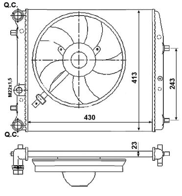 NRF Køler, motorkøling 53021 for SEAT