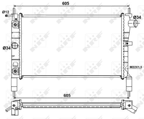 NRF Køler, motorkøling 53036 for OPEL VAUXHALL