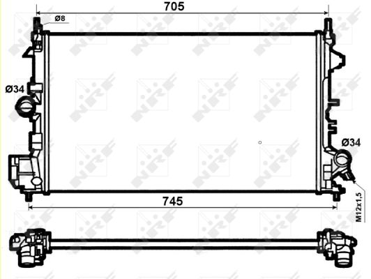 NRF Køler, motorkøling 53074 for OPEL VAUXHALL FIAT
