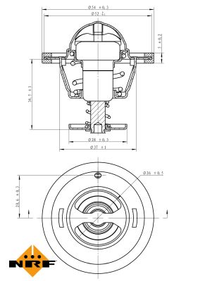 NRF Termostat, kølemiddel 725126 for FORD USA SUZUKI PEUGEOT SUBARU DAIHATSU FIAT MAZDA TOYOTA