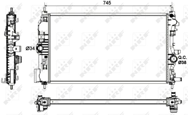 NRF Køler, motorkøling 53129 for OPEL VAUXHALL CHEVROLET