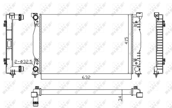 NRF Køler, motorkøling 50539a for SEAT AUDI