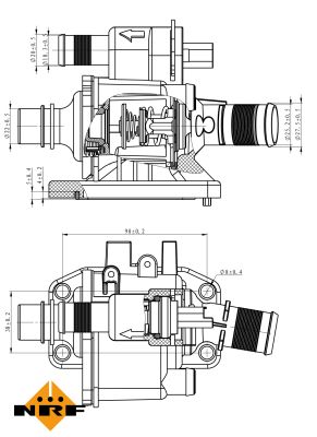 NRF Termostat, kølemiddel 725058 for FORD CITROËN PEUGEOT MAZDA SUZUKI TOYOTA