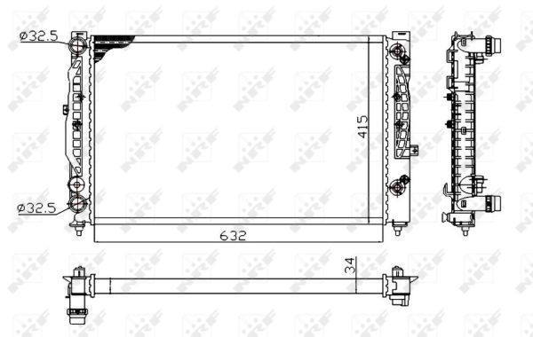 NRF Køler, motorkøling 529504a for AUDI VW