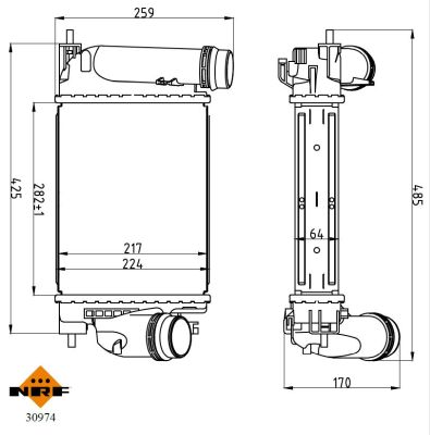 NRF Ladeluftkøler 30974 for RENAULT