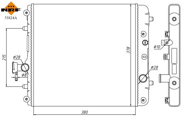 NRF Køler, motorkøling 53824a for VAUXHALL OPEL SUZUKI