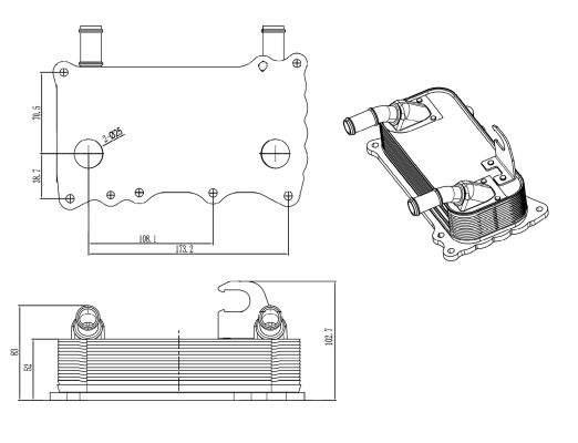 NRF Oliekøler, motorolie 31846 for PORSCHE