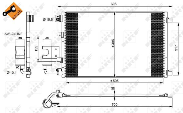 NRF Kondensor, klimaanlæg 350042 for NISSAN