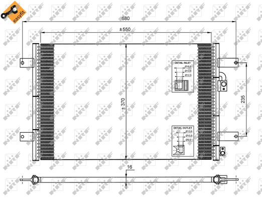 NRF Kondensor, klimaanlæg 35249 for FORD VW