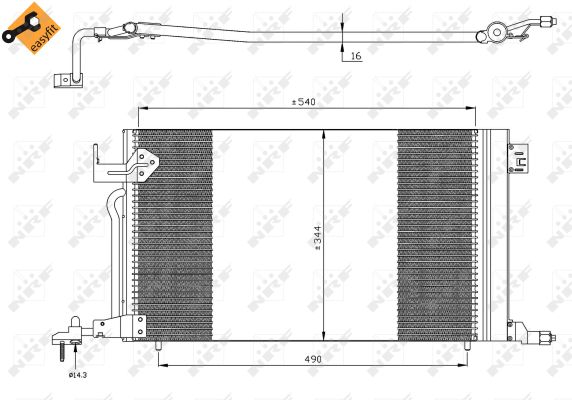 NRF Kondensor, klimaanlæg 35304 for CITROËN PEUGEOT