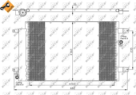 NRF Kondensor, klimaanlæg 35403 for FORD VW