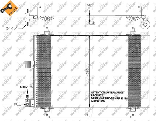 NRF Kondensor, klimaanlæg 35437 for CITROËN PEUGEOT