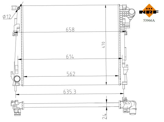 NRF Køler, motorkøling 53966a for VAUXHALL NISSAN RENAULT