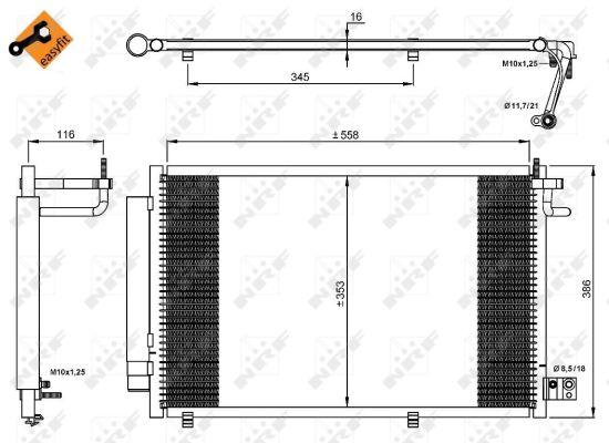 NRF Kondensor, klimaanlæg 35903 for FORD