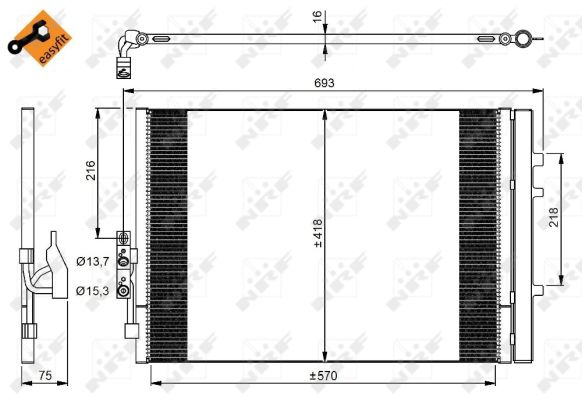 NRF Kondensor, klimaanlæg 350035 for BMW