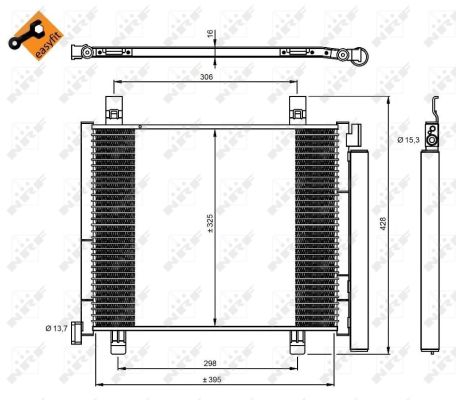 NRF Kondensor, klimaanlæg 350045 for VW
