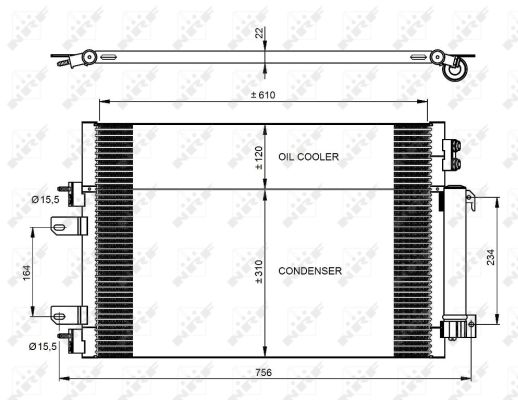 NRF Kondensor, klimaanlæg 350086 for DODGE JEEP