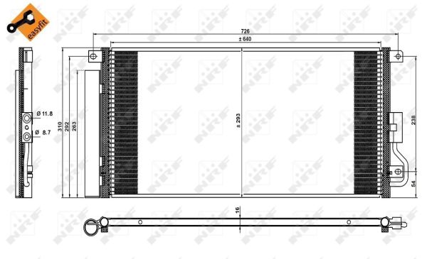 NRF Kondensor, klimaanlæg 350227 for VAUXHALL OPEL CHEVROLET