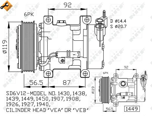 NRF Kompressor, klimaanlæg 32227 for PEUGEOT CITROËN FIAT