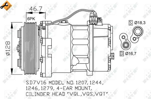 NRF Kompressor, klimaanlæg 32168 for VW
