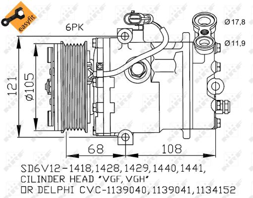 NRF Kompressor, klimaanlæg 32172 for VAUXHALL GENERAL MOTORS